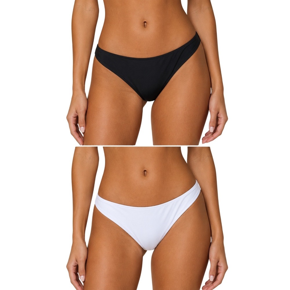 NWT‎ Tempt Me Bikini Bottoms Set Of 2 Moderate Coverage Black White XS